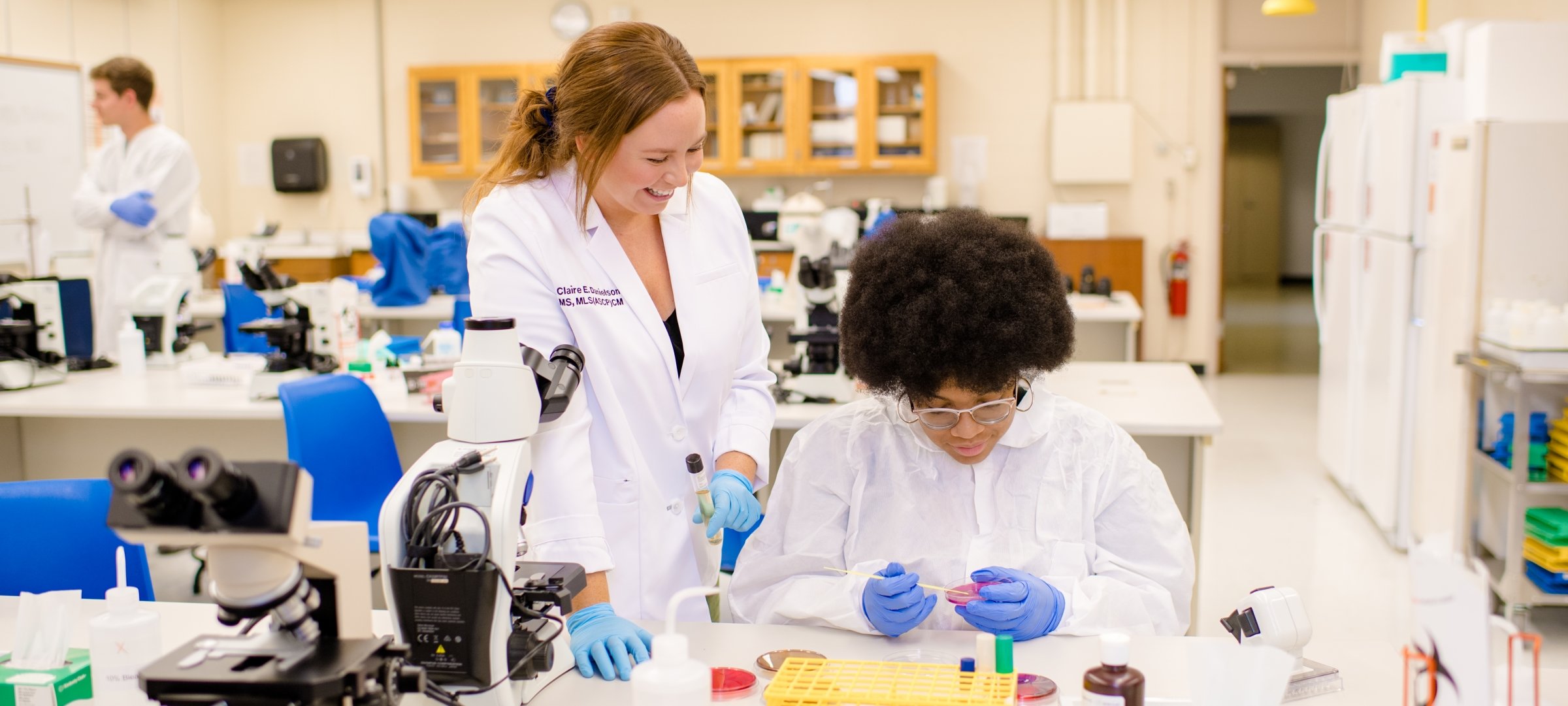 Medical researchers working in a modern laboratory
